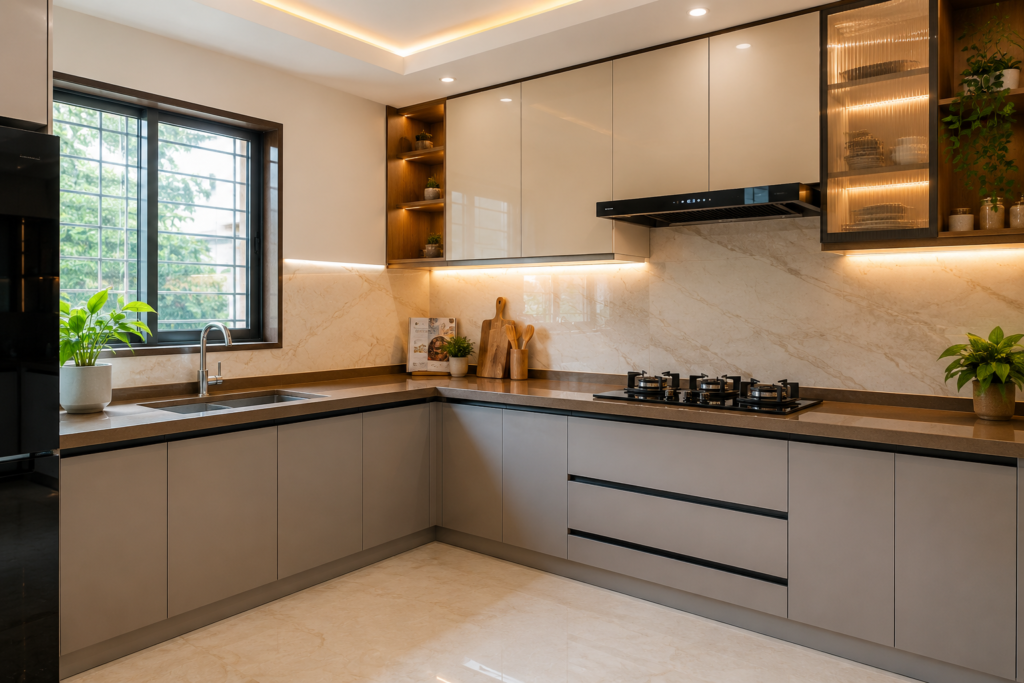 L Shape Modular Kitchen Design